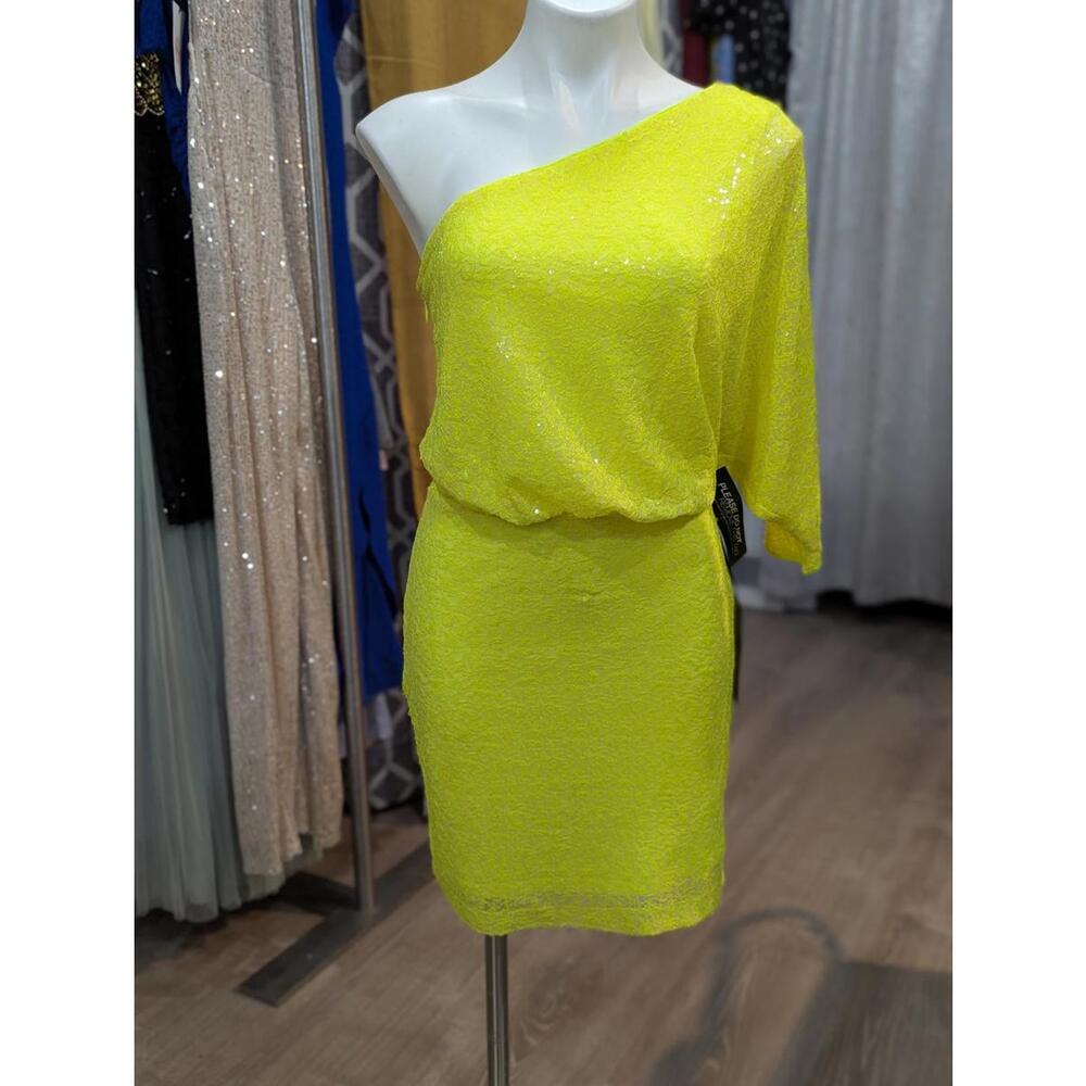 Neon Sequin One Shoulder Dress